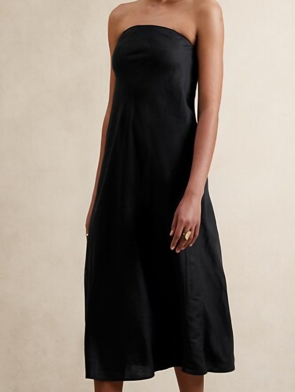 NWT Banana Republic Linen-blend Tube Maxi Dress Black Size 6 Petite Formal